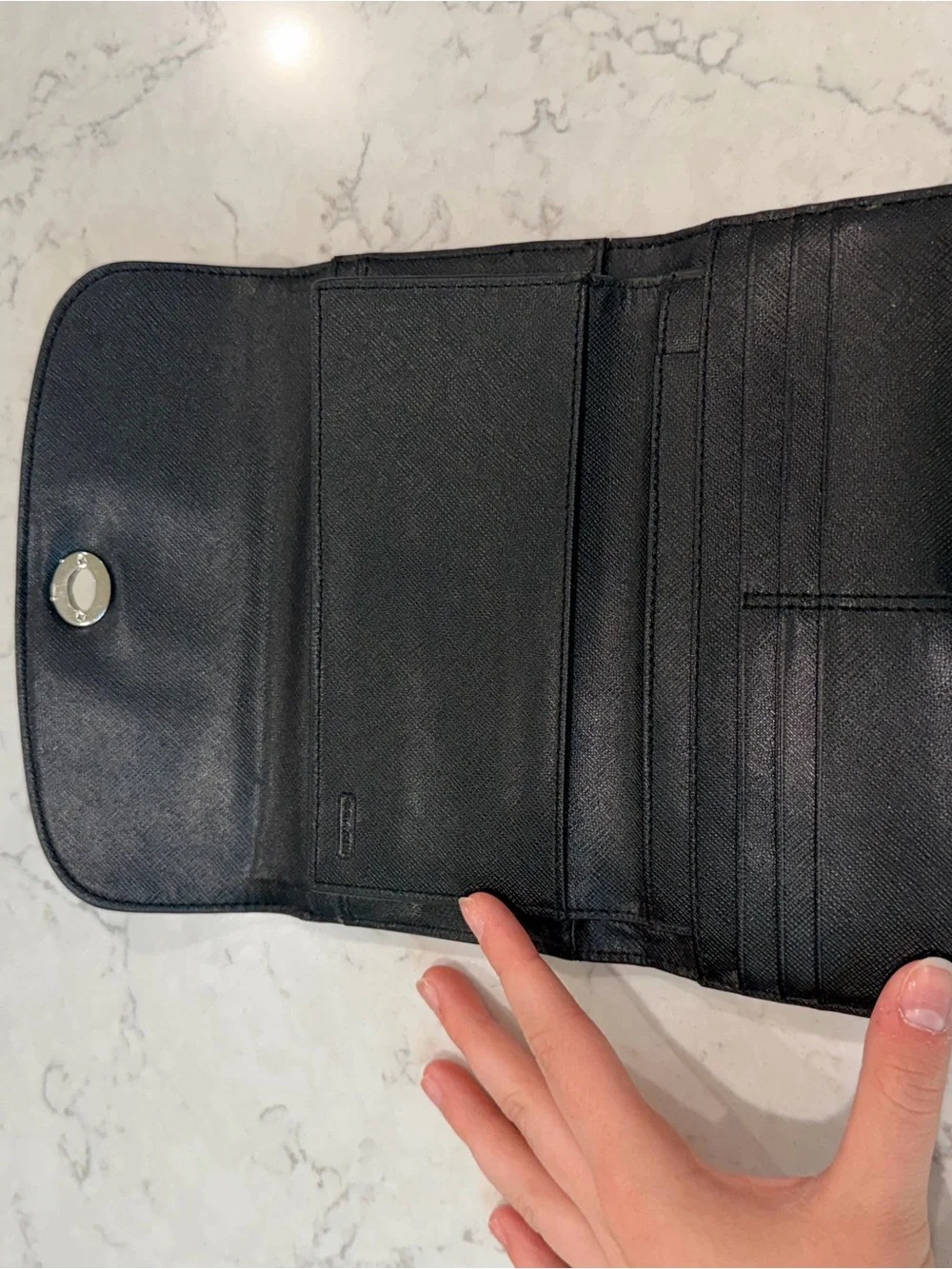 COACH Black Leather Trifold Park Leather Checkbook Wallet